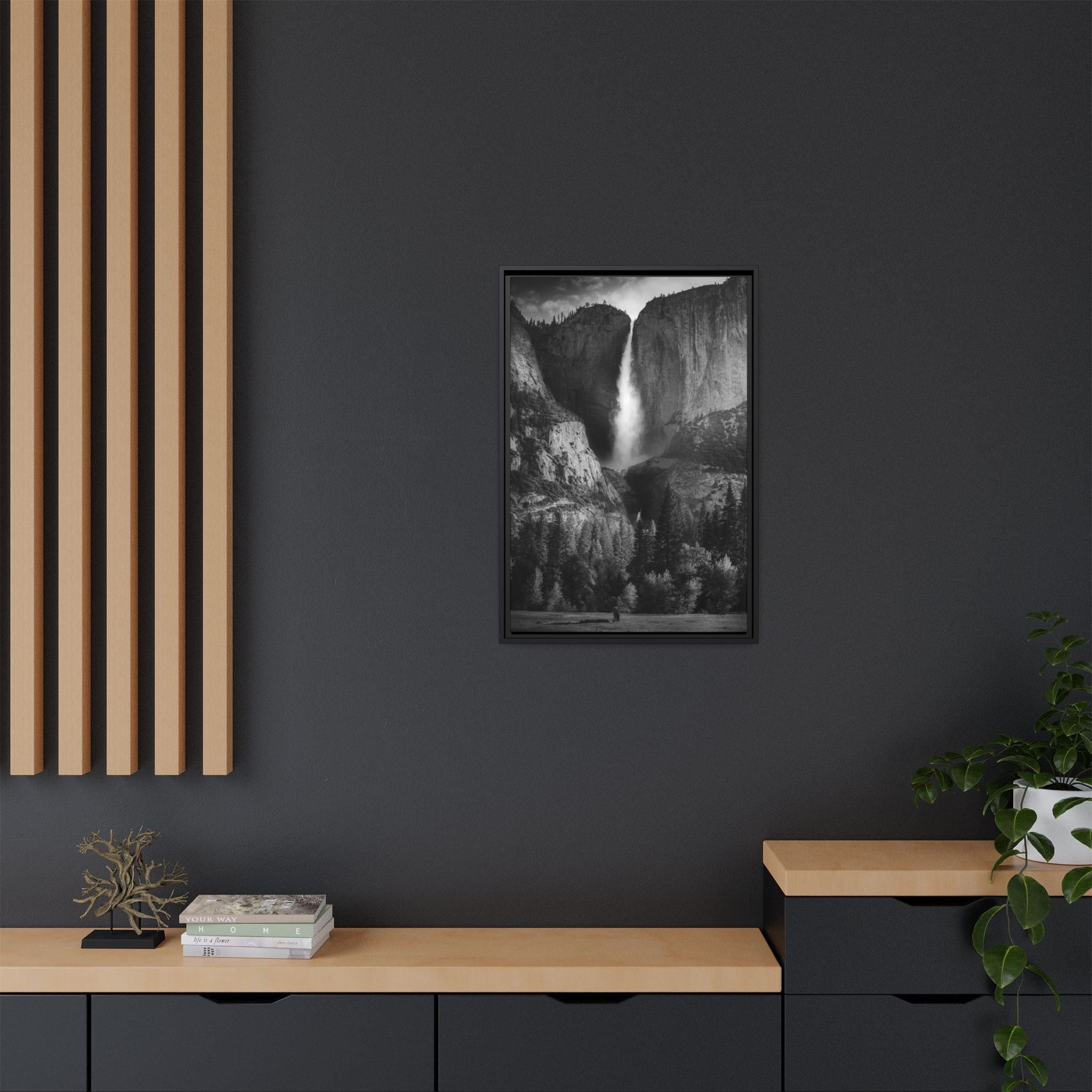 'Granite Divide' Black & White Matte Canvas Print (Framed)