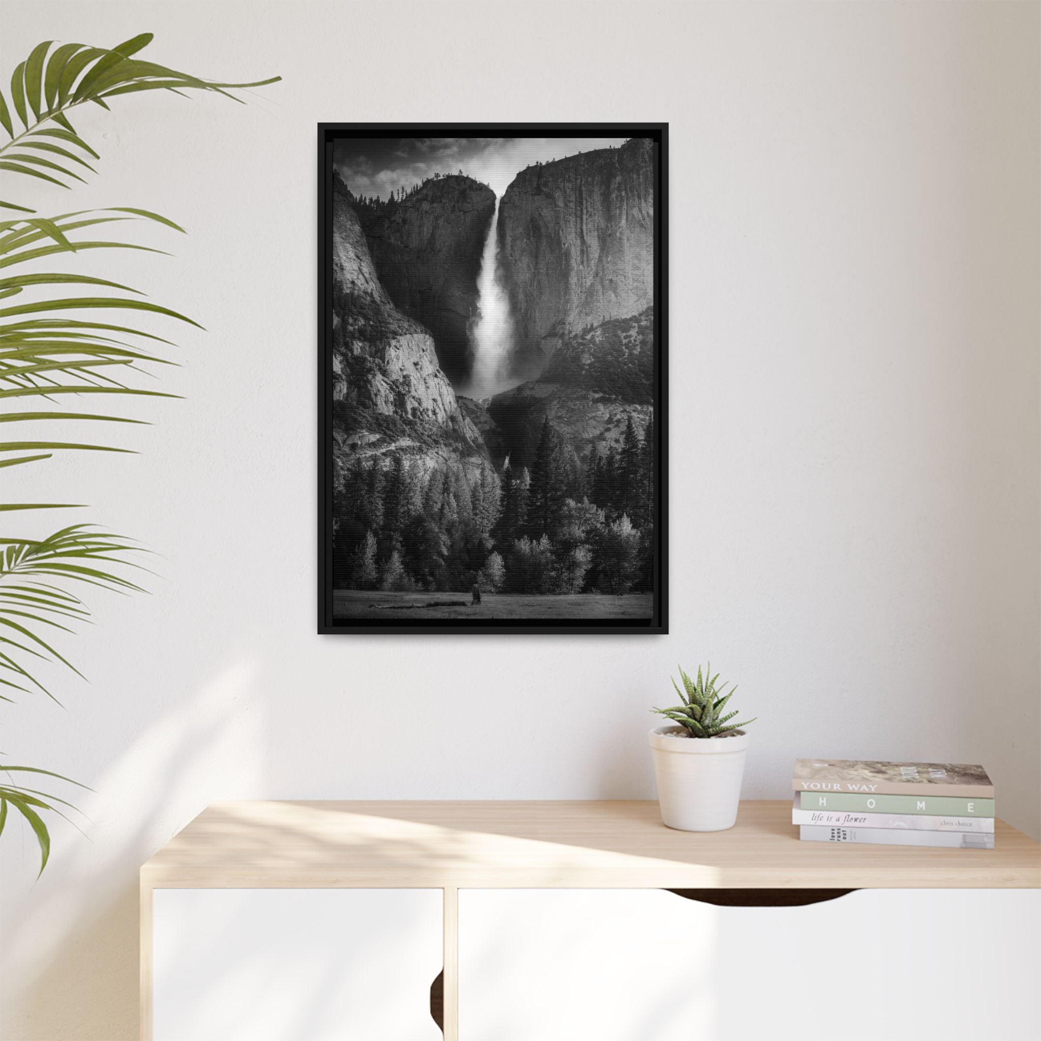 'Granite Divide' Black & White Matte Canvas Print (Framed)