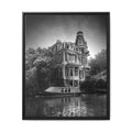 'House on the Quiet Canal' Black & White Matte Canvas Print (Framed)