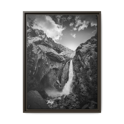 'Echoes Beneath the Cliff' Black & White Matte Canvas Print (Framed)