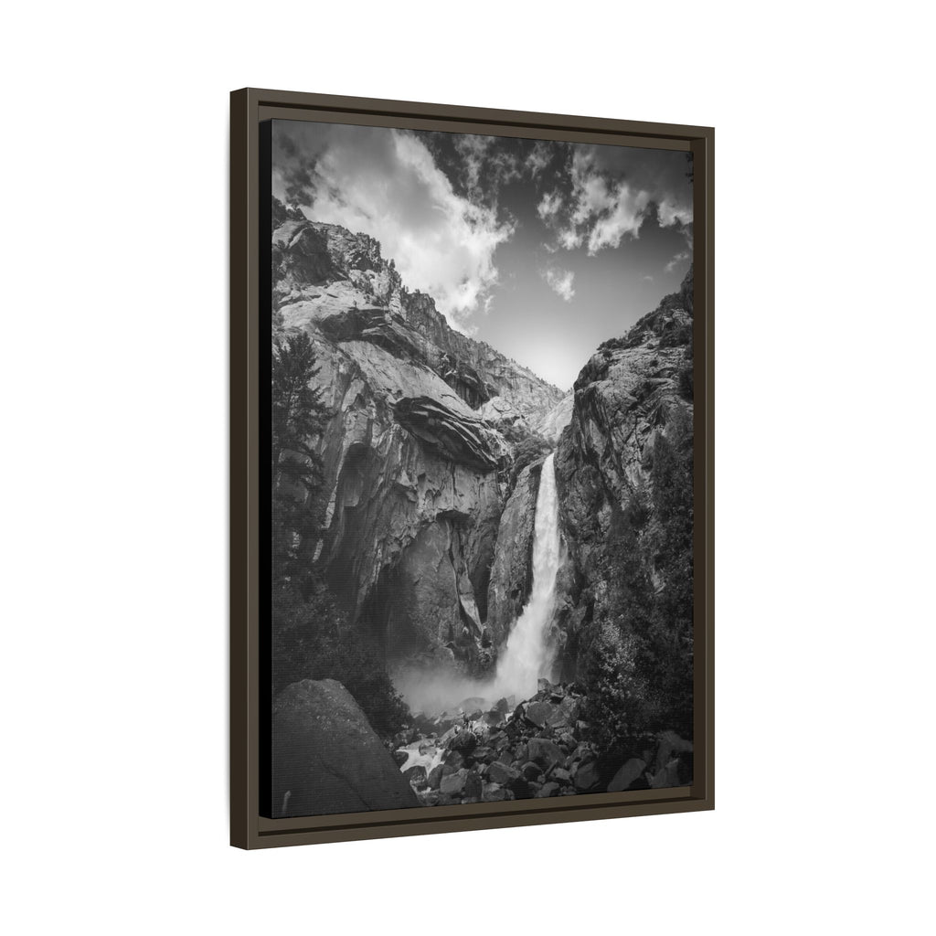 'Echoes Beneath the Cliff' Black & White Matte Canvas Print (Framed)