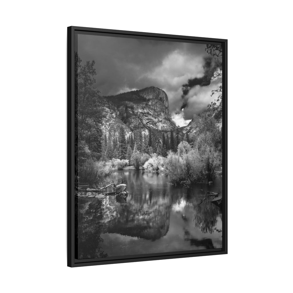'Mirror of the Mountain' Black & White Matte Canvas Print (Framed)